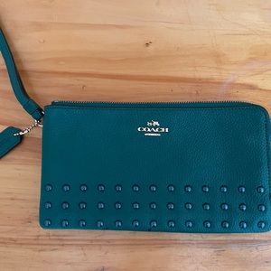 Coach emerald green wristlet